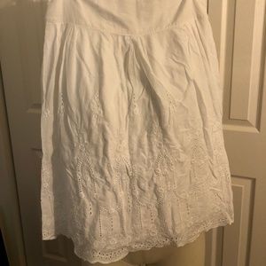 White Knee Length Skirt